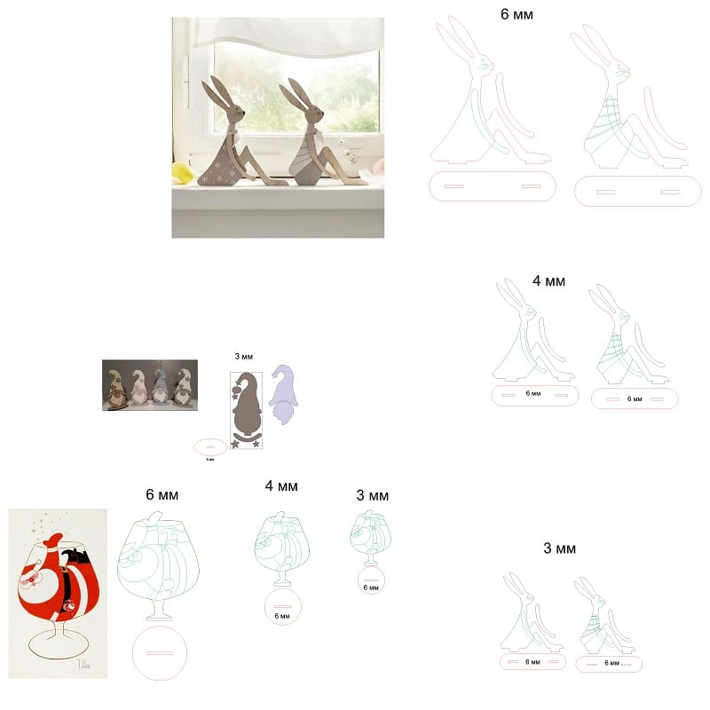 Gnome and Hare Christmas Decoration Laser Cut File