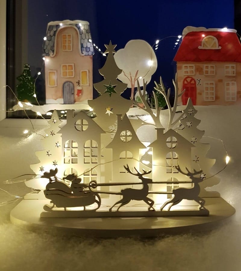 Christmas Village Scene Decor Laser Cut File