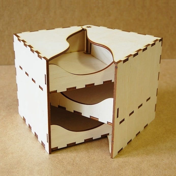 Plywood Cube Box Jewelry Organizer Laser Cut File