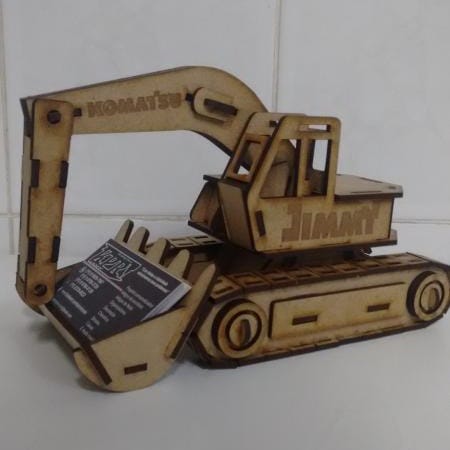 3D Wooden Construction Excavator Toy Kit Laser Cut File