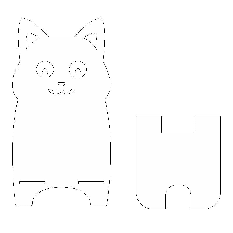 Happy Cat Phone Stand Laser Cut File