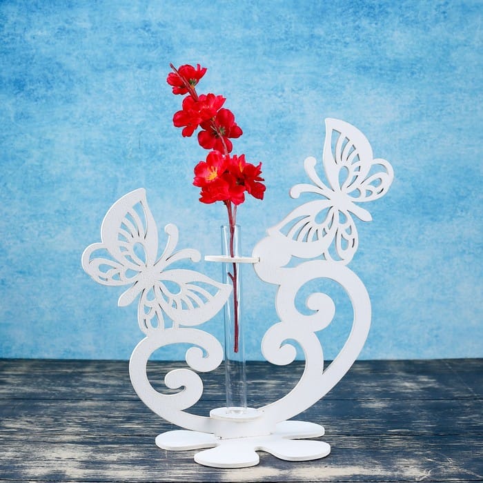 Butterfly with Flower Test Tube Vase Stand Laser Cut File