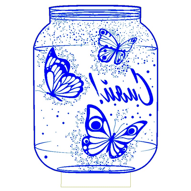 Butterfly in Jar 3D Illusion Lamp Laser Engraving File