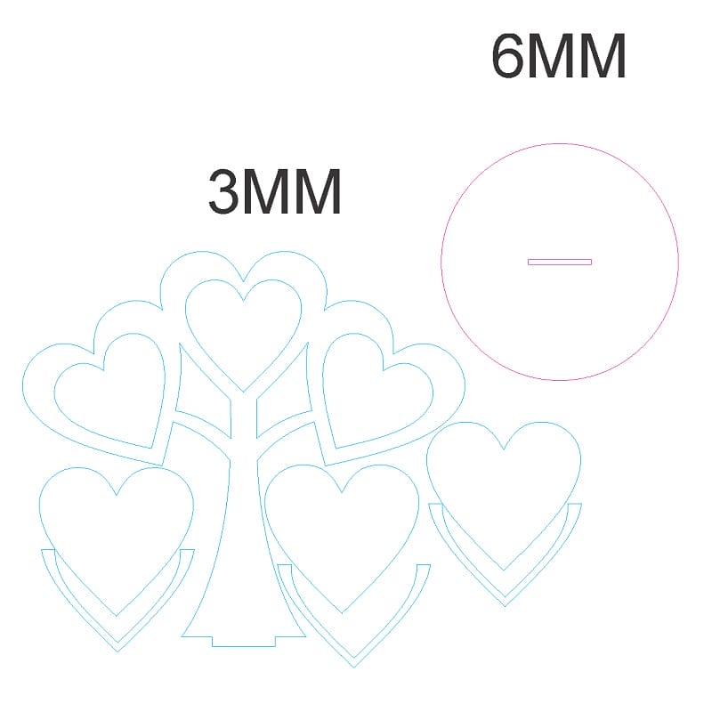 Heart Tree Three Pictures Photo Frame Laser Cut File