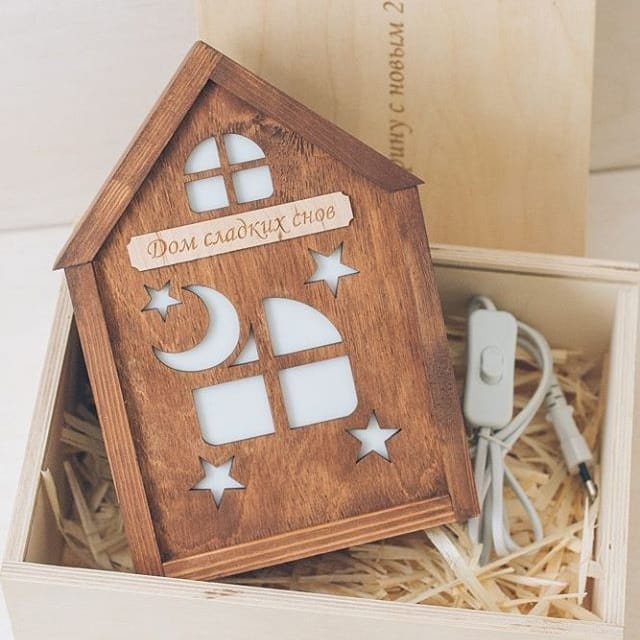Plywood House Night Lamp Laser Cut File