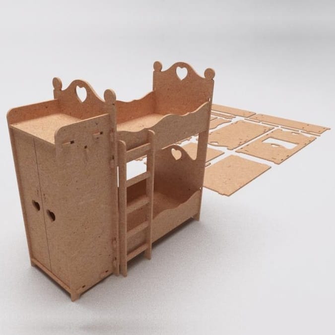 Dollhouse Bunk Bed Laser Cut File