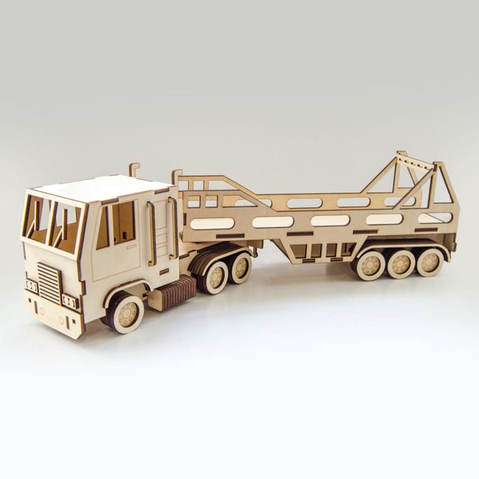 Semi Trailer Truck 3D Wooden Model Laser Cut File