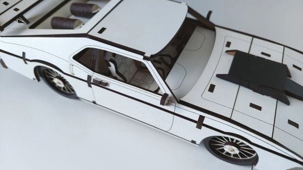 Ford Mustang Car 3D Wooden Model Laser Cut File