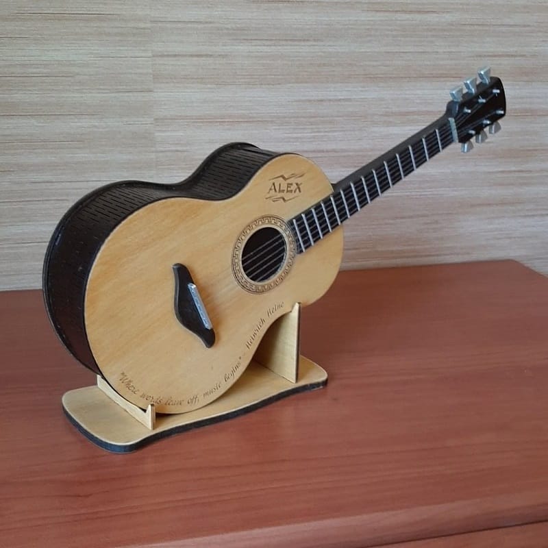 Guitar Piggy Bank Money Saving Box Laser Cut File