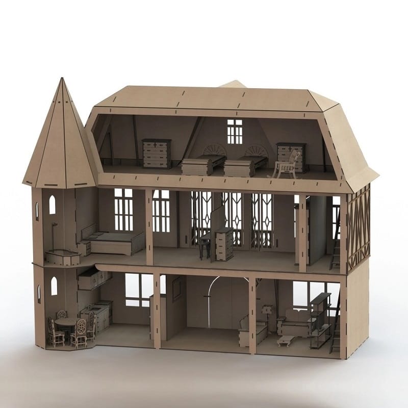 Renan House Europe Model Dollhouse Laser Cut File