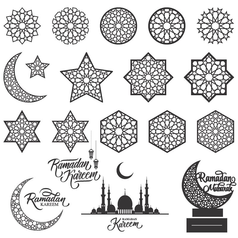 Ramadan Moon Star Decorations Laser Cut File