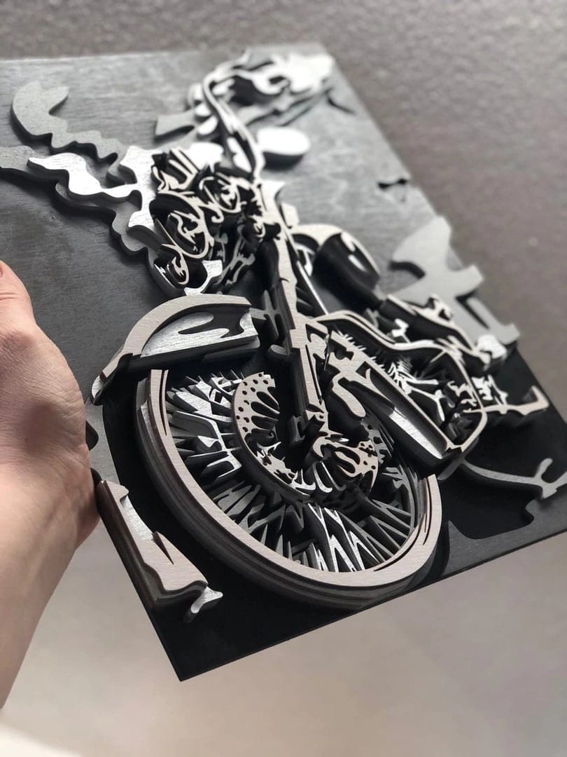 Multilayered Motorcycle Wall Panel Art Laser Cut File