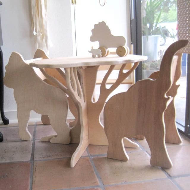 Zoo Animal Table and Chair Set for Kids Laser Cut File