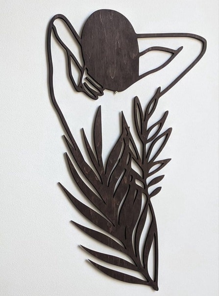 Leaf Girl Wooden Wall Decor Laser Cut File
