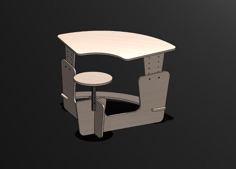 Adjustable Kids Study Table and Chair Laser Cut File