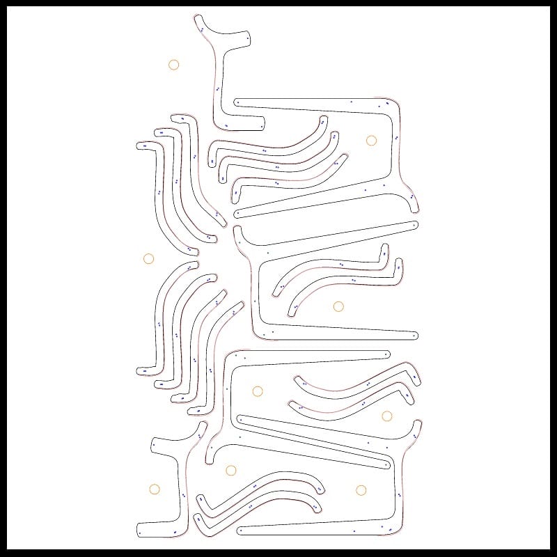Long Back Wooden Layered Chair Laser Cut File