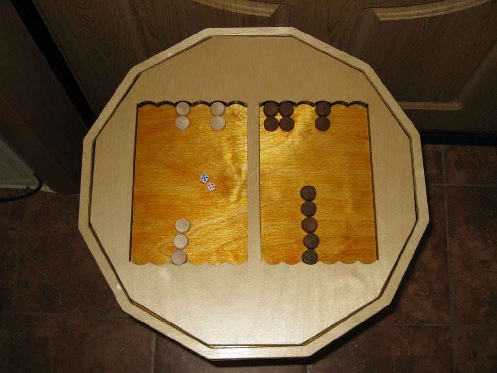 Round Backgammon Cocktail Table Laser Cut File