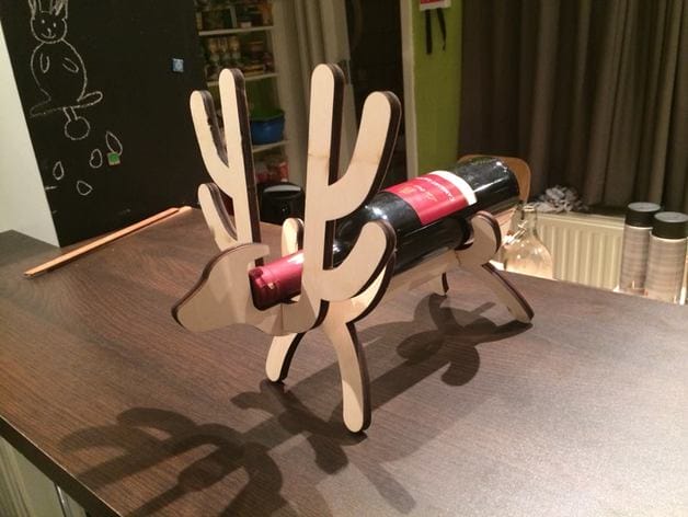 Deer Animal Single Wine Bottle Holder Laser Cut File