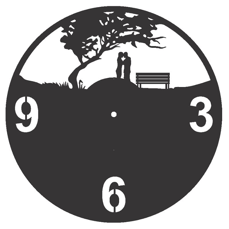 Couple Under Tree Vinyl Record Wall Clock Laser Cut File