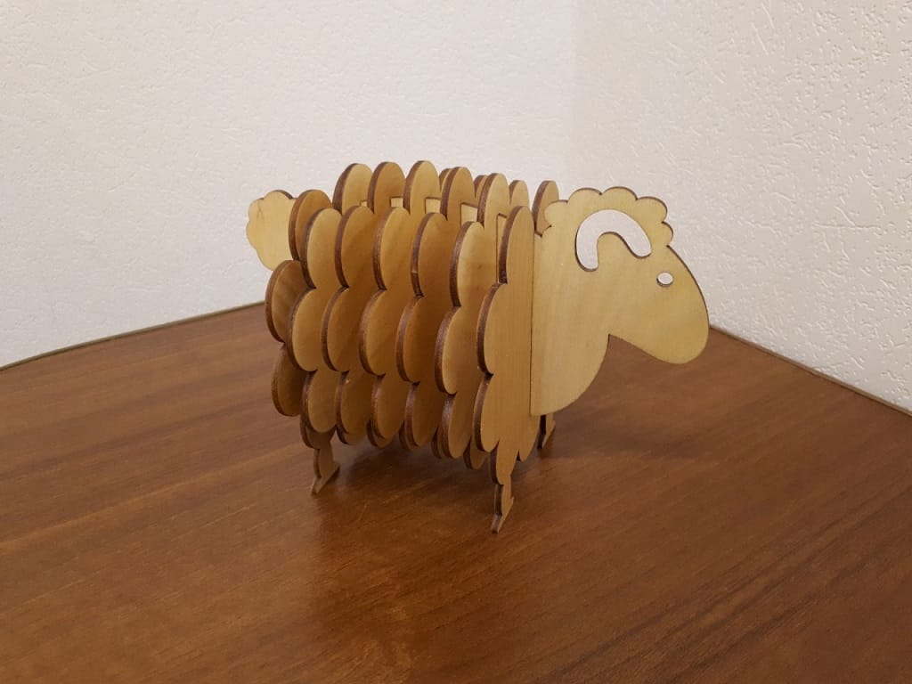 Sheep Coaster Holder with Coaster Set Laser Cut File