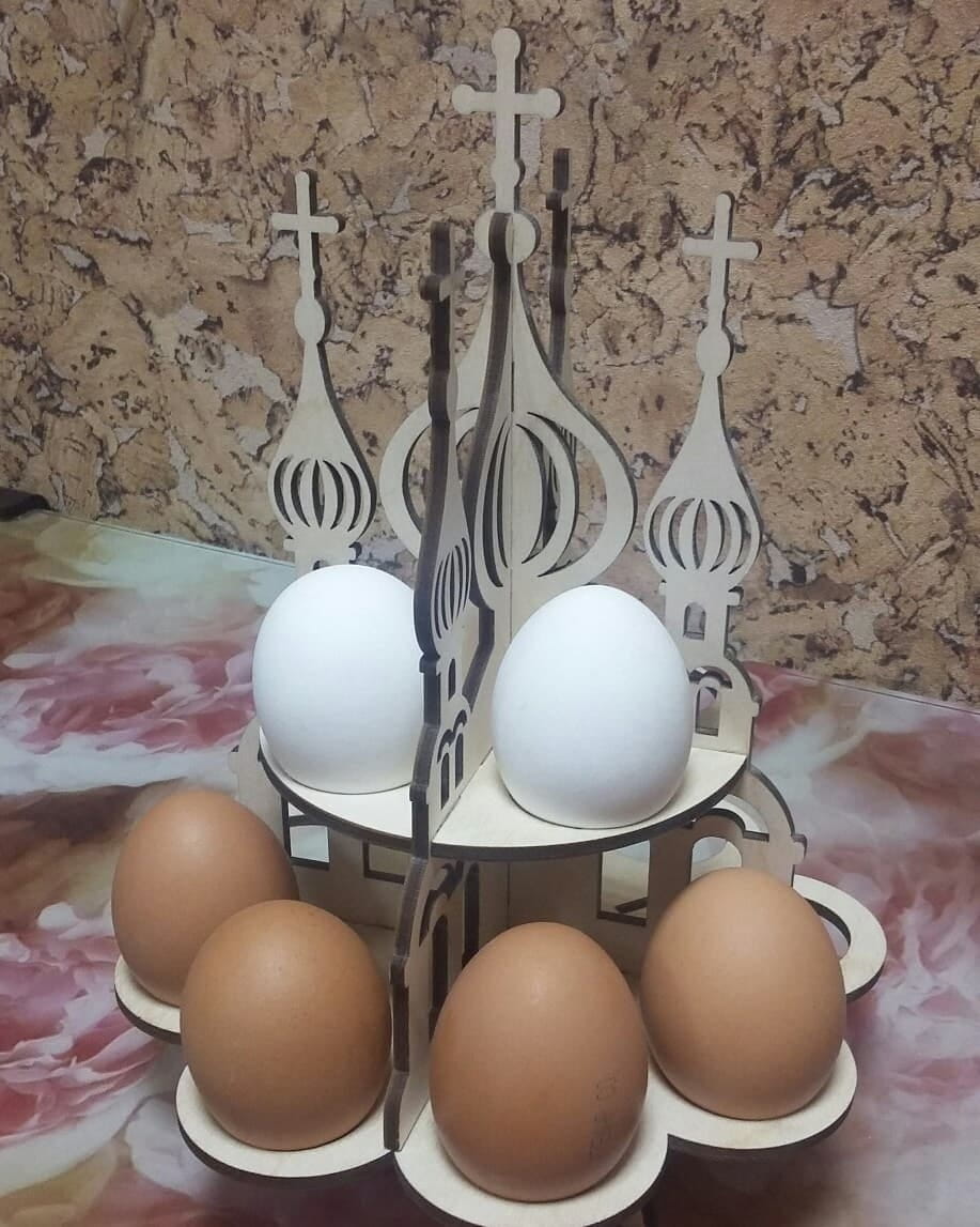 2 Tier Wood Church Easter Display Stand for Eggs Laser Cut File