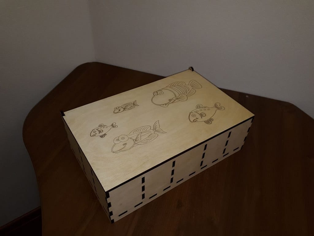 Engraved Wooden Fishing Box Laser Cut File