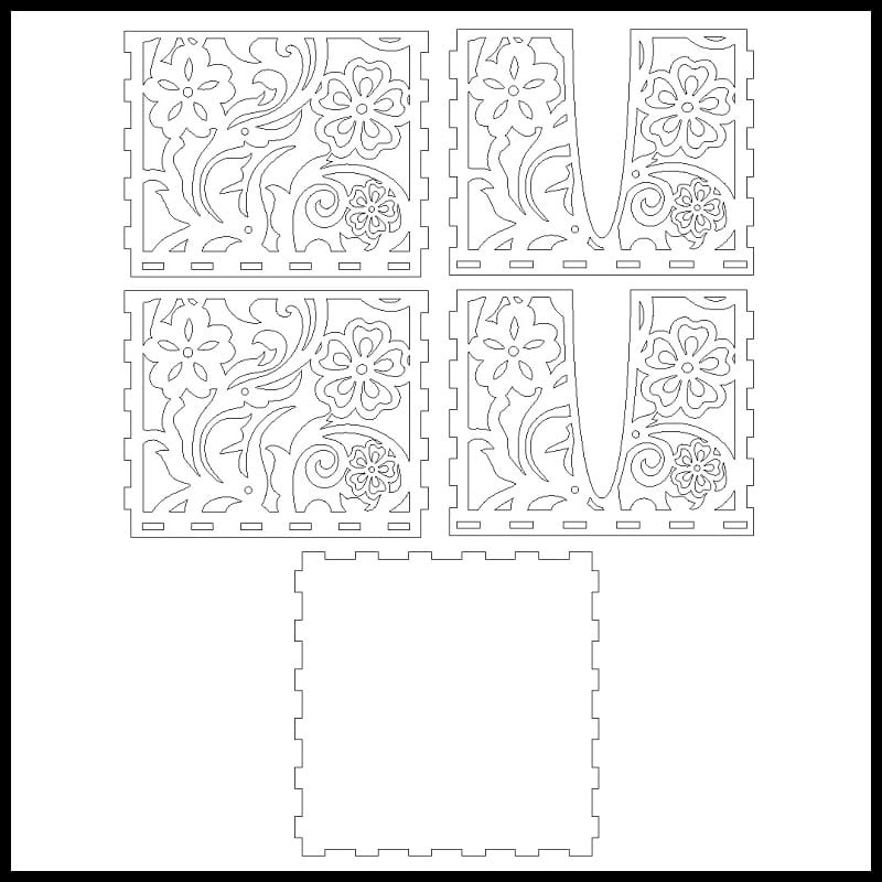 Flower Pattern Wood Napkin Holder Laser Cut File