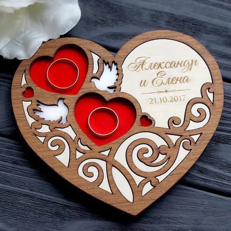 Heart Shaped Engagement Ring Tray Laser Cut File