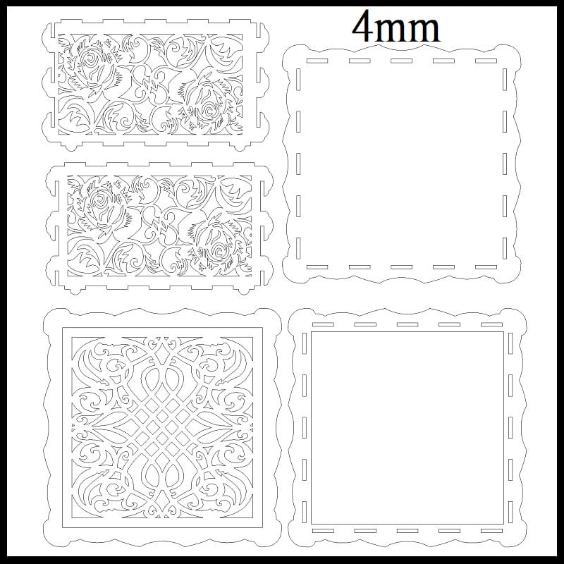 Floral Cutout Wood Box Laser Cut File