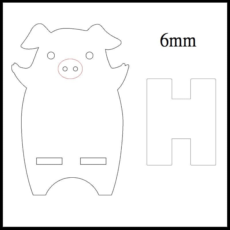 Wooden Piggy Phone Holder Laser Cut File