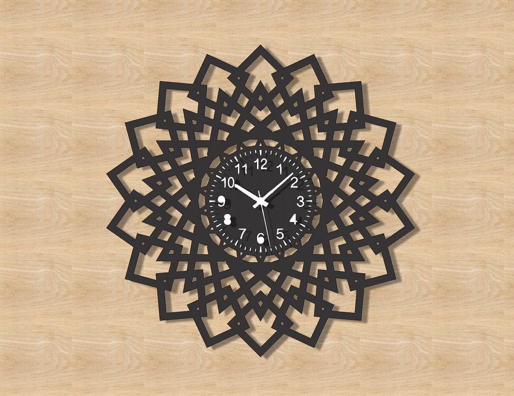 Geometric Wooden Wall Clock Laser Cut File