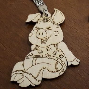 Cute Lady Pig Keychain Laser Cut File