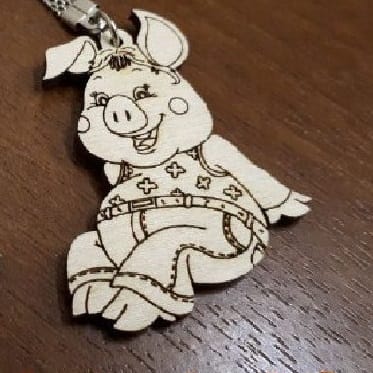 Cute Lady Pig Keychain Laser Cut File