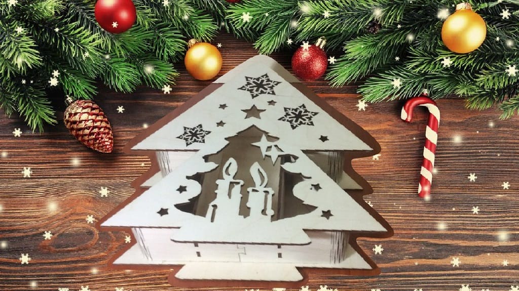 Christmas Tree Gift Packaging Boxes Laser Cut File
