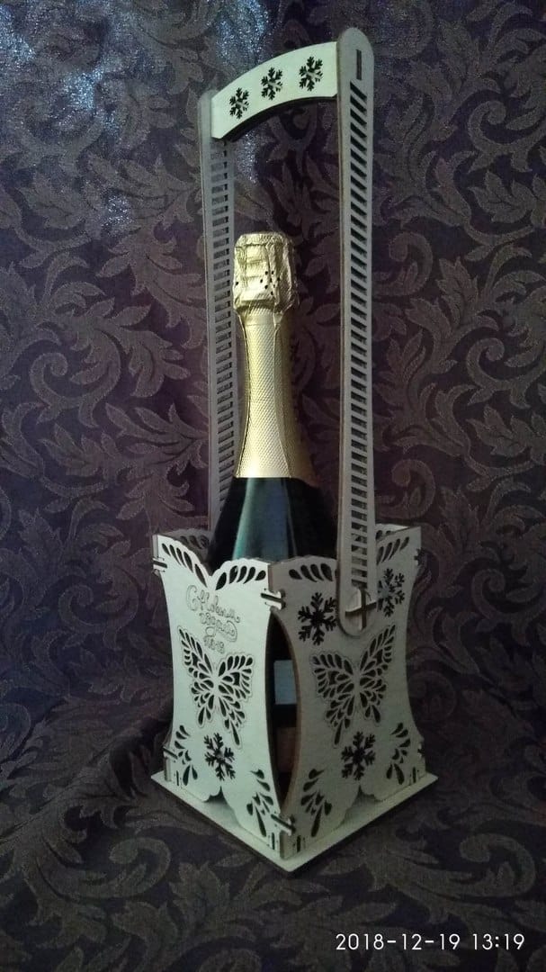 Single Champagne Bottle Carrier Laser Cut File