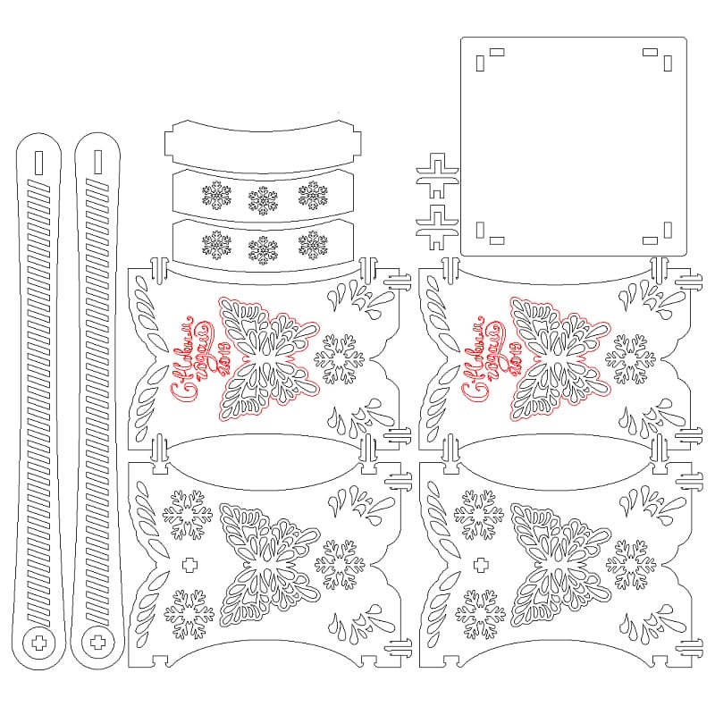 Single Champagne Bottle Carrier Laser Cut File