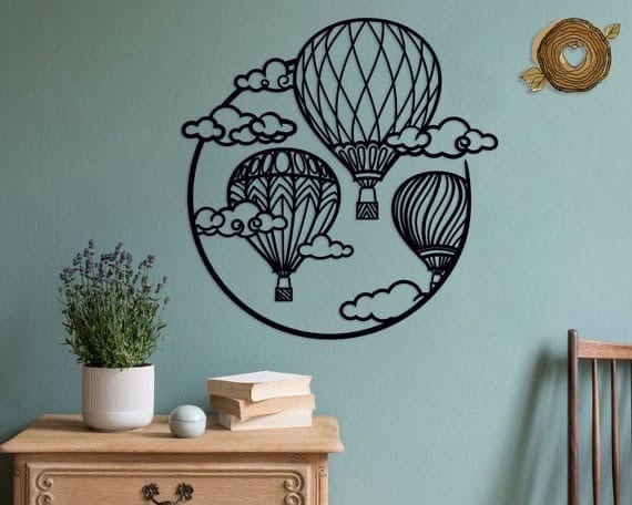 Hot Air Balloons with Clouds Metal Wall Art Laser Cut File