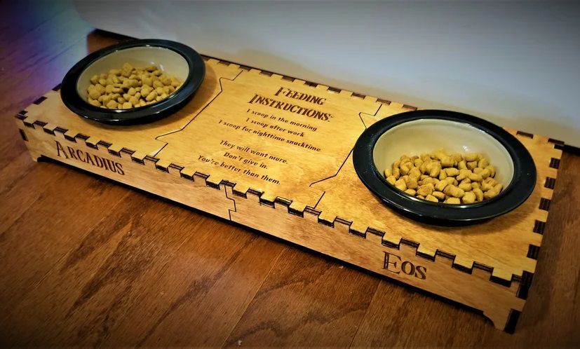 Wooden Cat Bowl Stand Laser Cut File