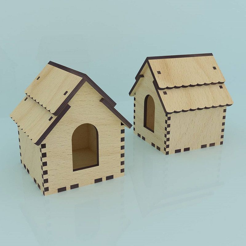 House with Herringbone Roof 4mm Laser Cut File