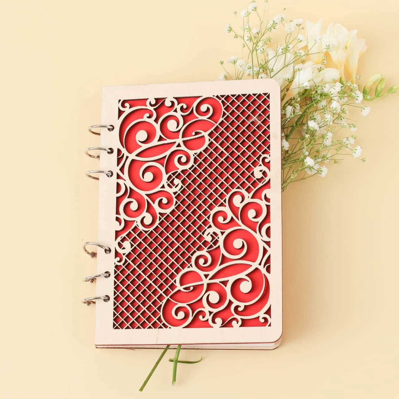 Spiral Notebook Floral Design Cover Laser Cut File