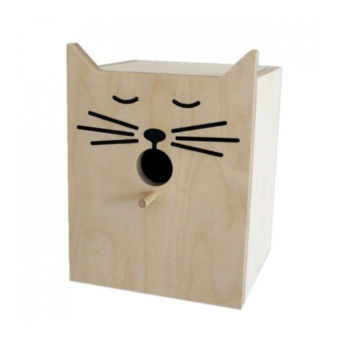 Cat Face Wooden Birdhouse Laser Cut File