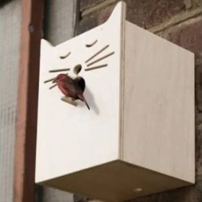 Cat Face Wooden Birdhouse Laser Cut File