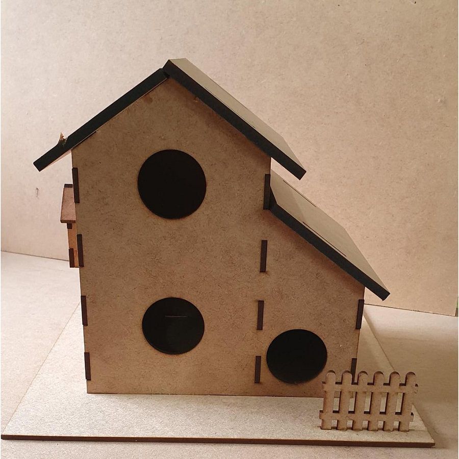 Two Story 3 Hole Multi-Family Birdhouse Laser Cut File