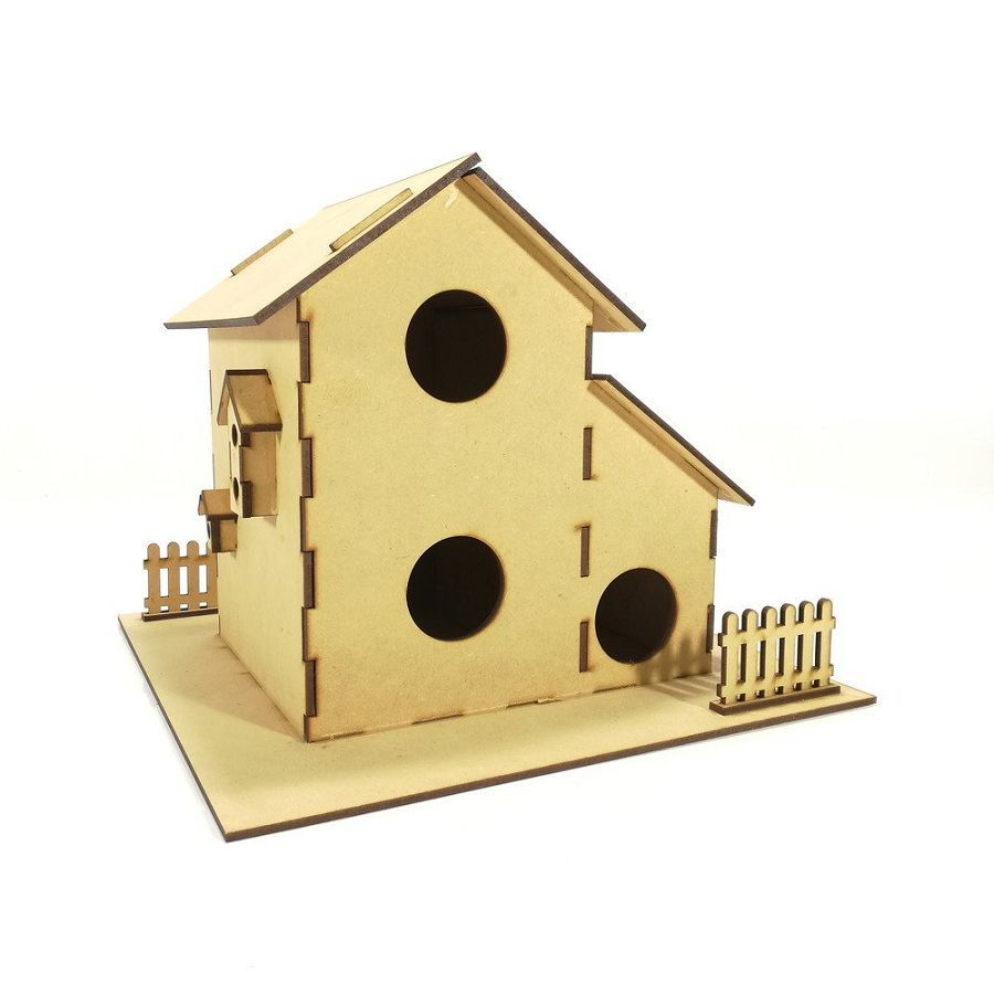 Two Story 3 Hole Multi-Family Birdhouse Laser Cut File