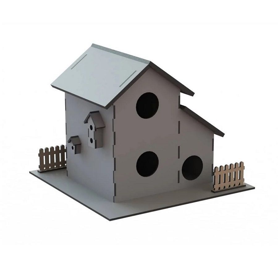 Two Story 3 Hole Multi-Family Birdhouse Laser Cut File