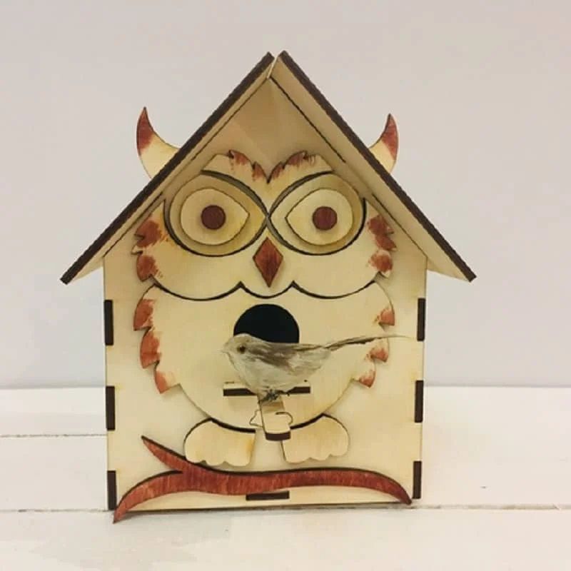 Owl Shaped Wood Birdhouse Laser Cut File