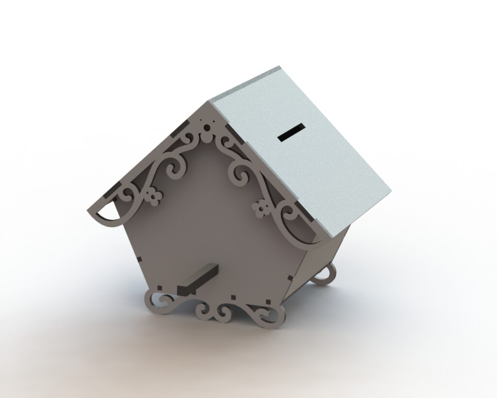 House Shaped Piggy Bank Laser Cut File
