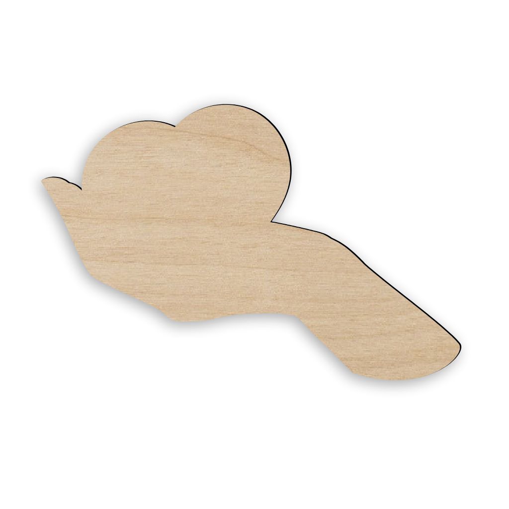 Heart in Hand Wood Cutout Shape Laser Cut AI CDR DXF PDF SVG File Free