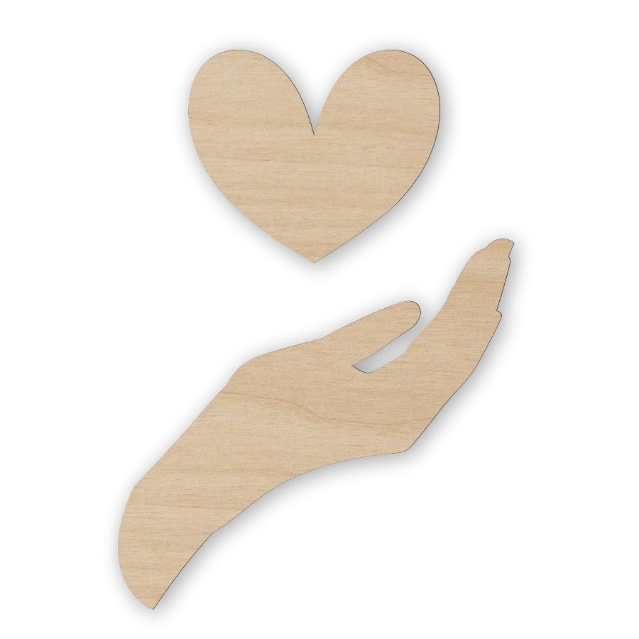 Hand and Heart Wood Cutout for Craft Laser Cut File