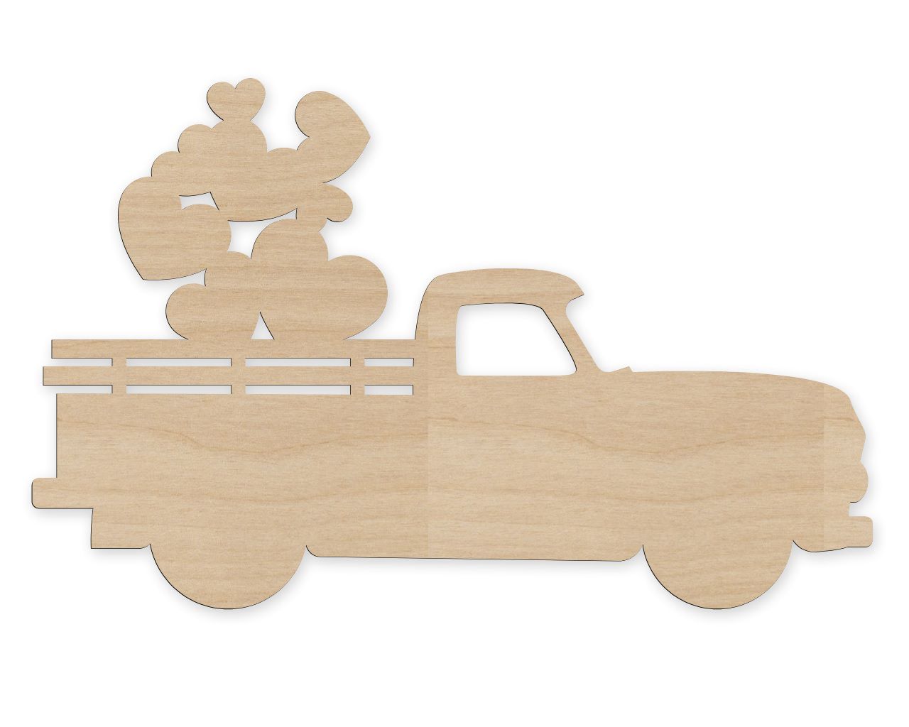 Valentine Truck with Hearts Wood Cutout Laser Cut File